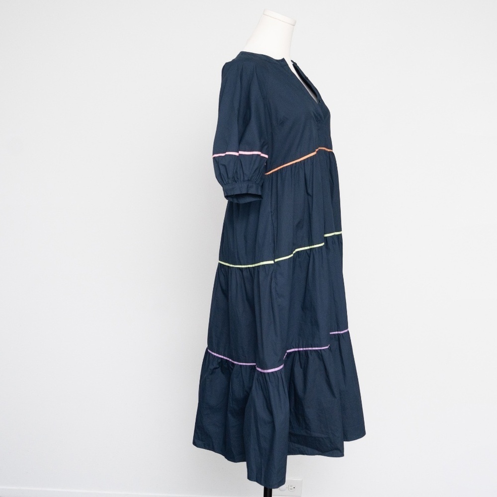 English Factory | Short Puff Sleeve Dress with Piping Detail - Picture 4 of 14